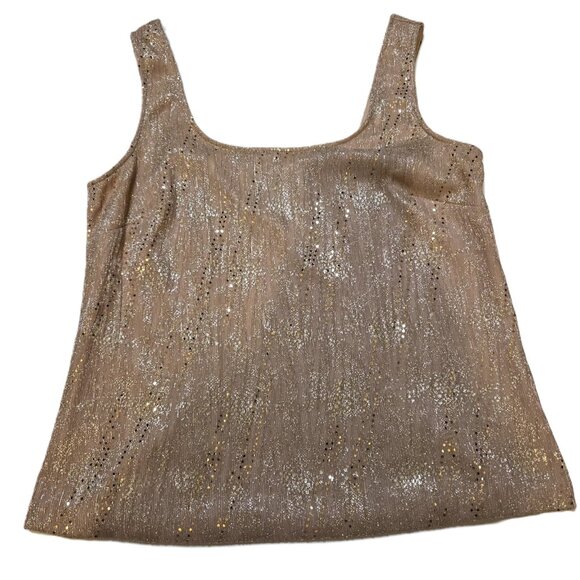 Alex Evenings Twinset Champagne Metallic Knit Size SP - Picture 3 of 7
